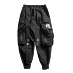 Japoni&scaron;ka gatvės mada Techwear kargo kelnės vyrams Baggy plataus kirpimo juodos džogeriai M juoda