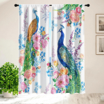 2 vnt. Eleganti&scaron;kos povo ra&scaron;to užuolaidos poliesteris su kilpomis svetainei, miegamajam, virtuvei, darbo kambariui, stulbinantis fono dekoras W50xH130(CM)x2PCS-Grommet Top