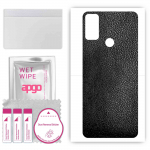 apgo Protective Skin Sticker for the back compatible with TCL 20Y, Wrap Film, Foil, Vinyl - Pattern Black Leather