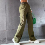 Madingi moteri&scaron;ki platūs džogeriai, kasdieniai, skirti važinėjimui, moteri&scaron;ki &scaron;iksnūs tiesūs kargo stiliaus kelnės, elastingu auk&scaron;tu juosmeniu, eleganti&scaron;kos didelio dydžio kelnės XXL