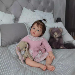 55 cm skalbiama, tikrovi&scaron;ka, mink&scaron;ta, rankomis nudažyta imitacija Baby Reborn Doll Vaikai lydi žaidimo lėlę