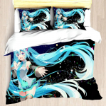 Hatsune Miku Anime 100% poliesterio patalynės komplektas Antklodės užvalkalo komplektas Spausdintas animacinis namų dekoras EU single(135x200cm)