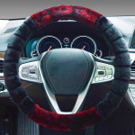 38cm Automobilio Vairaračio Gaubtas &Scaron;iltas Dirbtinis Kailis Žiema Super Mink&scaron;tas Pliu&scaron;inis Automobilio Vairaračio Apsauginis Gaubtas pilka spalva