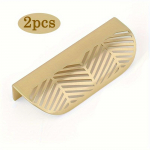 2 vnt. žalvarinės, kra&scaron;tinės, pir&scaron;tų kra&scaron;to, paslėptos, stalčių spintos rankenos, lenktos, nematomos. 2pcs-Bronze