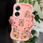 Dažytas ra&scaron;tas Big Wave Edge Mink&scaron;ta silikoninė medžiaga Macaron telefono dėklas, atsparus smūgiams, apsauginis guminis dėklas, skirtas OPPO Reno Realme Realme C65 5G rožinė