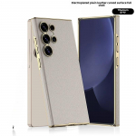 I&scaron;lenktas pavir&scaron;ius galvanizuotas odinis dėklas Samsung Galaxy S25 S24 Ultra plastikinis kietas apvalkalas apsauginis laikiklis telefono dėklas For Galaxy S24 Ultra pilka