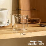 70/100 ml Stiklinis Espresso Matavimo Puodelis su Medine Rankena Pasidaryk pats Pieno Ąsotis Kavos Reikmenys Skaidrus Skaidrus Virtuvės Matavimo Puodelis L