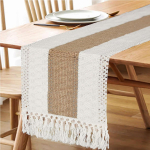 Boho Fall Table Runner Farmhouse Medvilninis Stalo bėgikas su kutais, austi makrame Namai Svetainės stalo dekoravimas 30*160cm（11.8-63inch）