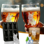 Prancūzi&scaron;ka ledo forma, smagios gyvūnų formos 3D ledų formelės, formelės su naminio gėrimo dekoracija, miela naujovi&scaron;ka &scaron;uns lanksti ledo gaminimo forma, mylimajam, &scaron;luotelė One Size