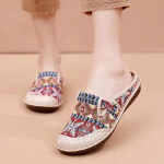 Moteri&scaron;kos etninio stiliaus &scaron;lepetės Madingi moteri&scaron;ki batai su plei&scaron;tiniais audiniais mink&scaron;tais padais vaik&scaron;čiojimo batai Slip-on Mules Zapatilla De Mujer 36
