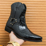 Madingi Madingi Vyri&scaron;ki Krokodilo Ra&scaron;to Smailūs Verslo Atsitiktiniai Ankle Boots Madingi Vyri&scaron;ki Žieminiai Nauji Patogūs Odiniai Chelsea Batai 38 juoda