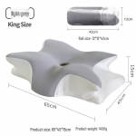 Tarptautinė drugelio formos atminties putų pagalvė kaklo atramai - Auk&scaron;ta/Žema pusė miegantiems ant &scaron;ono Pillow Core + Liner + Outer Pillowcase