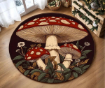 Užburtas Grybų Karalystės Kilimas Spalvingas Apvalus Mi&scaron;ko Grindų Kilimėlis Svetainės Dekoras Miegamojo Kilimas Įkvėptas Magi&scaron;kos Mi&scaron;ko 80x80cm