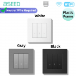 BSEED Wifi Užuolaidų/&Scaron;viesos/Žaliuzių Jungiklių Serija I&scaron;manūs Click Jungikliai Žaliuzių Geltonas Ap&scaron;vietimas Stiklinis/Plastikinis Rėmelis Tuya Programėlės Jungiklis Gray 1 Piece&EU standard
