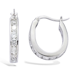 Les Tr&eacute;sors De Lily [B9558] - Cr&eacute;oles Argent 'Sissi' Blanc argent&eacute; (rhodi&eacute;) - 17x20x3 mm