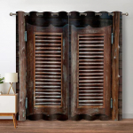 Kaimi&scaron;kos medinės užtemdytos užuolaidos Vintažinės tvarto durys kaimo sodybos langų užuolaidos miegamojo svetainei Auk&scaron;tas &scaron;e&scaron;ėliavimas W80 X H183cm X 2