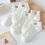 5 poros me&scaron;kų moteri&scaron;kos kojinės moteri&scaron;kos tu&scaron;čiavidurės kojinės pavasario ir vasaros korėjiečių mergaičių japonų mielos kojinės baltos mergaičių kojinės One size