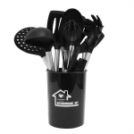Silikoninis ir nerūdijančio plieno 15 dalių nelipnus virtuvės indų rinkinys: Mentelė, Samtis, Daugiau. 15-piece Kitchenware Set &scaron;viesiai pilka spalva