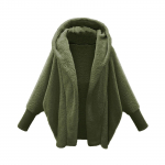 Moteri&scaron;kas laisvas vintažinis &scaron;iltas vienspalvis paltas ilgomis rankovėmis su gobtuvu XL vynas