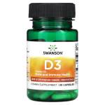 Swanson, vitaminas D3, didelio stiprumo, 1000 TV (25 mcg), 30 kapsulių