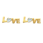 Les Tr&eacute;sors De Lily [B9940] - Boucles Plaqu&eacute; Or 'Love' dor&eacute; argent&eacute; - 4x10 mm