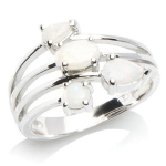 Bague Argent 'D&eacute;esse Opale' Blanc argent&eacute; (rhodi&eacute;) - 14 mm