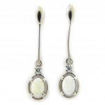 Les Tr&eacute;sors De Lily [G8697] - Boucles d'oreilles Argent artisanales 'D&eacute;esse Opale' Blanc argent&eacute; (rhodi&eacute;) - 30x6 mm