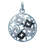 Les Tr&eacute;sors De Lily [I9078] - Pendentif Argent 'Romy' noir blanc argent&eacute; (rhodi&eacute;) - 20 mm juoda