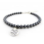 Les Tr&eacute;sors De Lily [J3884] - Bracelet Argent 'Mineralia' h&eacute;matite papillon
