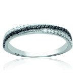 Bague Argent 'Scarlett' noir blanc argent&eacute; (rhodi&eacute;) - 3 mm