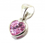 Les Tr&eacute;sors De Lily [N5351] - Pendentif Argent 'Coeur Cristal' rose - 12x12 mm sidabras