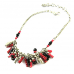 Les Tr&eacute;sors De Lily [N8243] - Bracelet fantaisie 'Kilimanjaro' rouge noir argent&eacute; raudona