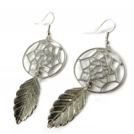 Les Tr&eacute;sors De Lily [N8306] - Boucles Cr&eacute;ateur 'Navajos' argent&eacute; (dreamcatcher)