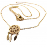Les Tr&eacute;sors De Lily [P8109] - Collier acier 'Boho' dor&eacute; ros&eacute; (dreamcatcher) - 12x12 mm