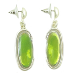 Dolce Vita [P9599] - Boucles Cr&eacute;ateur 'Nora' vert argent&eacute; - 50x15 mm