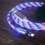 LED &scaron;viesos magnetinis įkroviklio laidas, tekantis 2.4A greito įkrovimo laidas, skirtas iPhone Samsung Huawei Type-C