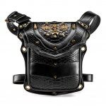 Johnature Punk Skeleton Locomotive Black Bag Fashion Rivet Moto & Biker Pečių ir Crossbody Bags Lauko juosmens krep&scaron;ys juoda