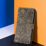 Telefono dėklas, skirtas Samsung Galaxy A12 A22 A14 A34 A54 M12 M33 M53 M23 M32 M22 A32 A52 A72 5G A13 A53 A 12 54 32 52 Knygų stovas Piniginė Odinis gėlių vir&scaron;elis Samsung A13 pilka spalva
