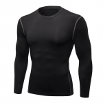 Vyrai Base Layer Krep&scaron;inis Sportas Aptempti ilgomis rankovėmis mar&scaron;kinėliai Sporto salė Joga Sportas Bėgimas Bėgimo vir&scaron;utinis megztinis Lauke Liekni drabužiai Greitai džiūstantys S juoda