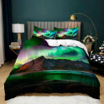 3D Arctic Aurora patalynės komplektas Gražus peizažas antklodės užvalkalas pagalvės užvalkalas 2/3 vienetų AU180 * 210 viso dydžio greitai džiūstantys namų baldai UK Single 135x200cm