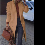 Rudens ir žiemos vidutinio vilnonio moteri&scaron;ko palto daugiasluoksnis vilnonis paltas XXXXL chaki