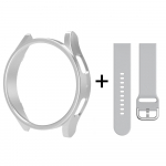 Dėklas + apyrankė, skirta Samsung Galaxy Watch 4/5/5Pro/6 40mm 44mm 45mm PC tu&scaron;čiavidurio dangčio apsauginis buferio apvalkalas, skirtas laikrodžio 4/6 klasikiniam dirželiui Galaxy Watch 5 44mm pilka