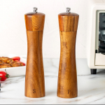 Medienos druskos ir pipirų malūnėlių rinkinys, rankinis pakartotinai užpildomas 8,5 colio keraminis rotorius