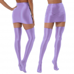 Moteri&scaron;kas blizgus vienspalvis apatinio trikotažo kostiumas naktinio klubo apranga auk&scaron;to juosmens mini sijonas su kojinėmis M