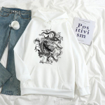 Gothic Dragon Print Hoodies Moteri&scaron;ki Harajuku Vintažinis džemperis Megztinis Negabaritinis gatvės drabužis y2k Kasdienis žiemos rudeninis Grunge paltas S juoda