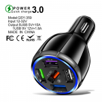 4 prievadų USB3.0 automobilinis įkroviklis itin greitas įkrovimas automobilinio įkroviklio adapteris iPhone 13 14pro Xiaomi Samsung greito įkrovimo 3.0 įkroviklis juoda