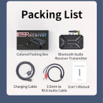 &bdquo;Bluetooth 5.0&ldquo; garso adapterio imtuvas siųstuvas 40&nbsp;M HD mažas delsimas, 3 viename belaidis &bdquo;Bluetooth&ldquo; adapteris USB 3,5 mm AUX lizdas RCA, skirtas televizoriui, kompiuterio ausinėms