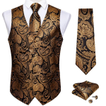 Klasikinis liemenių kaklarai&scaron;tis Paisley &scaron;ilko austa retro liemenė Bowtie Hanky ​​rankogalių sąsagų rinkinys S