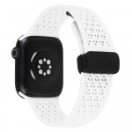 Magnetinis sportinis silikoninis dirželis Apple Watch 49mm 45mm 44mm 41mm 40mm 42mm 38mm guminė juosta, skirta IWatch serijai 9 8 7 6 5 4 Se Ultra 2 38mm 40mm 41mm balta
