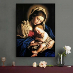 Mergelės Marijos &scaron;ventosios &scaron;irdies meno kūriniai Spaudiniai Juodoji Madonna Religinis Plakatas Drobė Tapyba Katalikų Sienos Menas Paveikslėliai Namų dekoras 21cm&times;30cm NoFrame